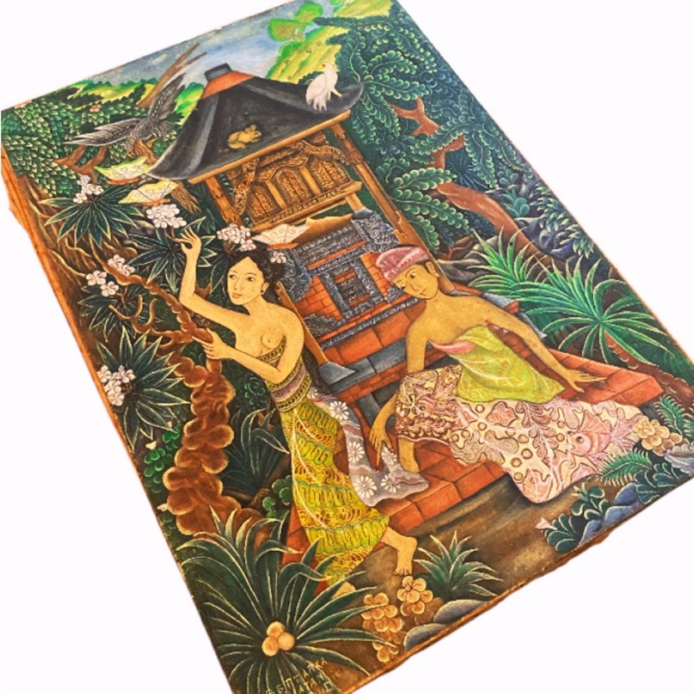 Vintage Arka Handpainted INDONESIA BALI  Canvas Painting